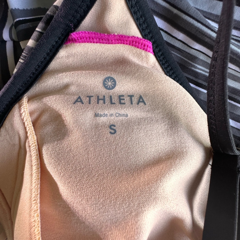 ATHLETA WOMENS DRESS SMALL STRAPS LINES BLACK AND GRAY